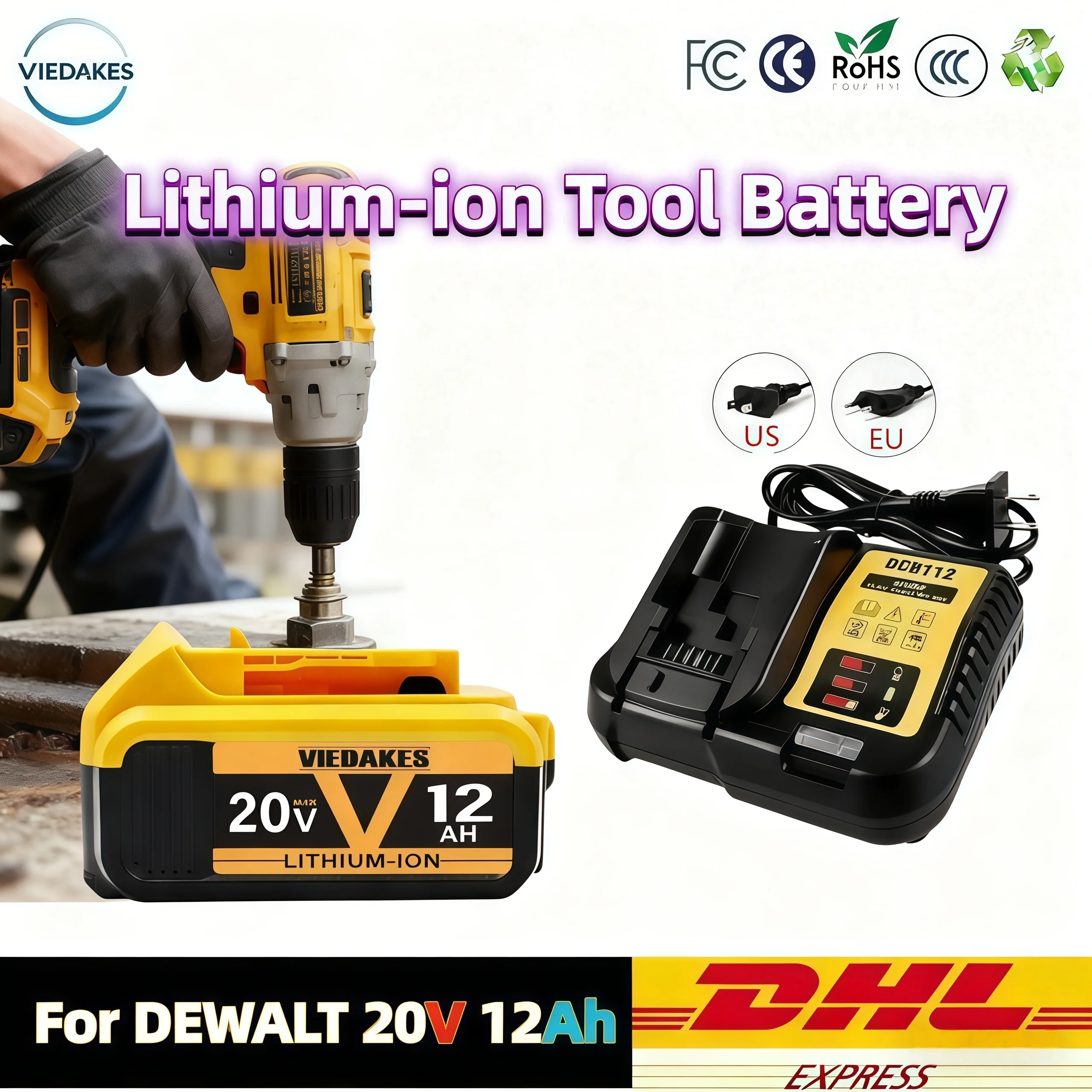 

Original for Dewalt 6.0Ah Rechargeable Tool Battery DCB200 DCB609 20V/60V Compatible with Dewalt Tools