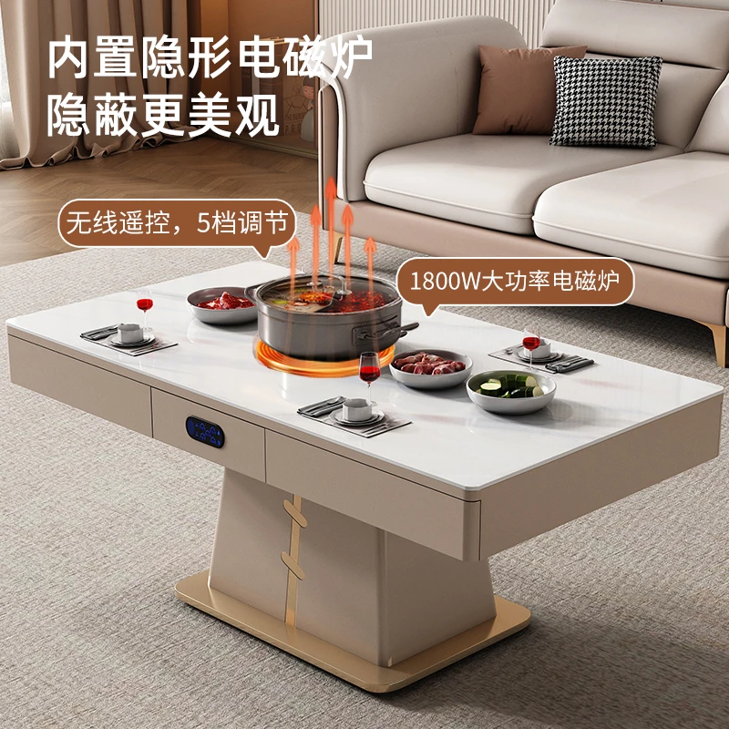 

Intelligent electric lift coffee table dining table dual-purpose small apartment light household multi-functional rock sl
