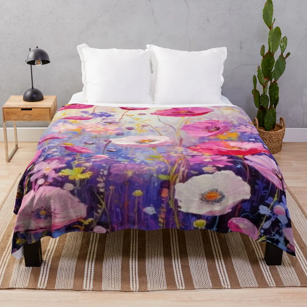 Colorful summer meadow: splendor of colors in the sunlight Throw Blanket Cute Plaid Quilt Blankets