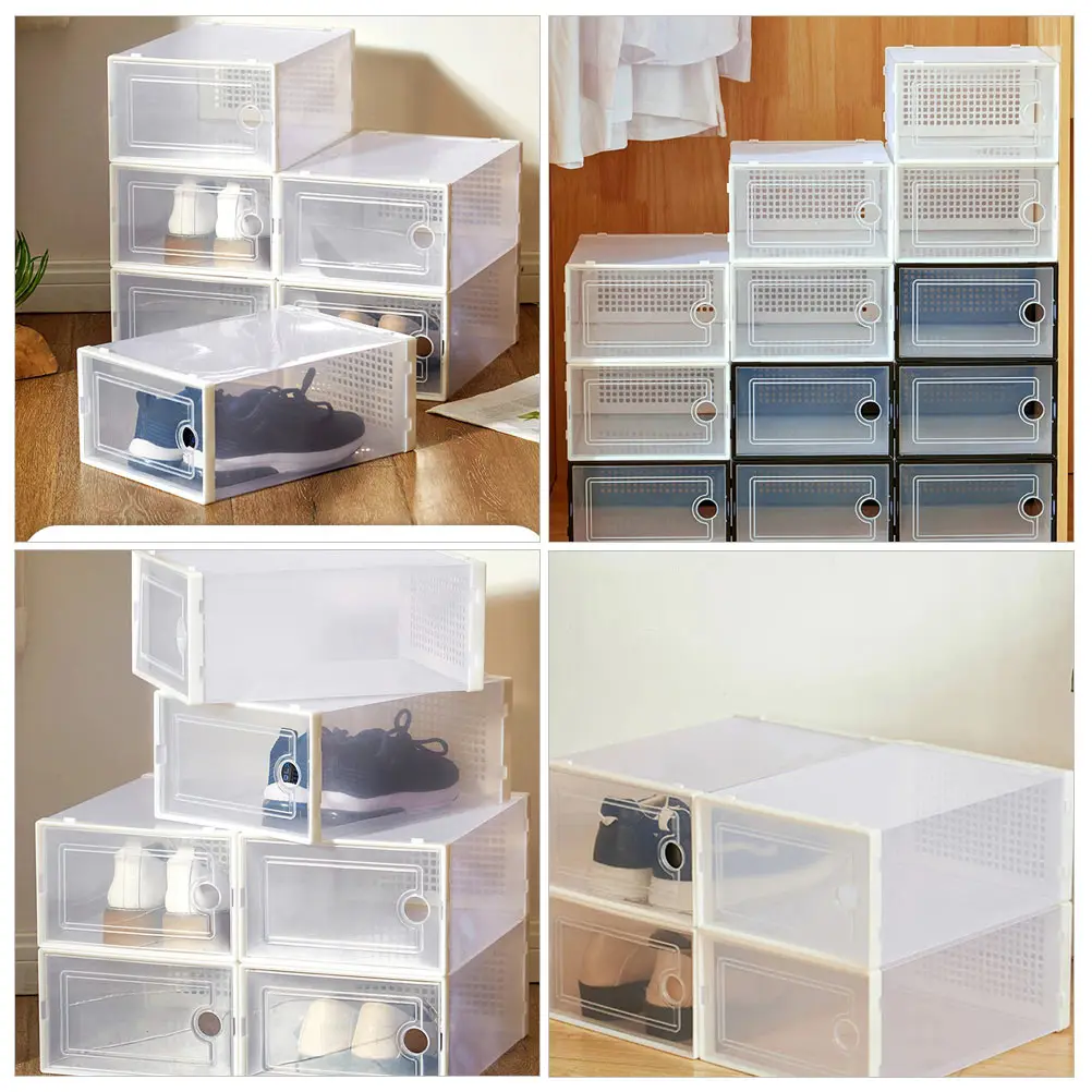 

2Pcs Shoes Storage Boxes Clear Plastic Drawer Bearing Capacity Easy Access Organizing Solution for Living Room Car