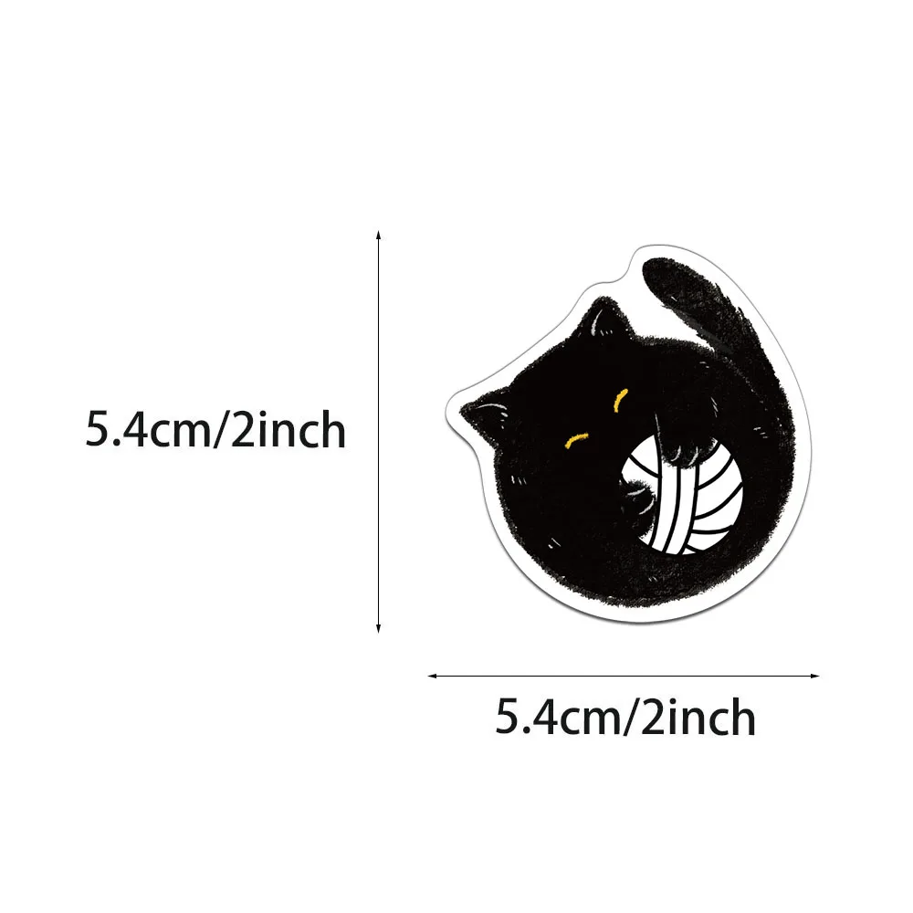 50PCS Creative Cute Black Cat Log Stickers Packaging Decoration Phone Cases Notebook Water Cups DIY Personalized Stickers - view 4