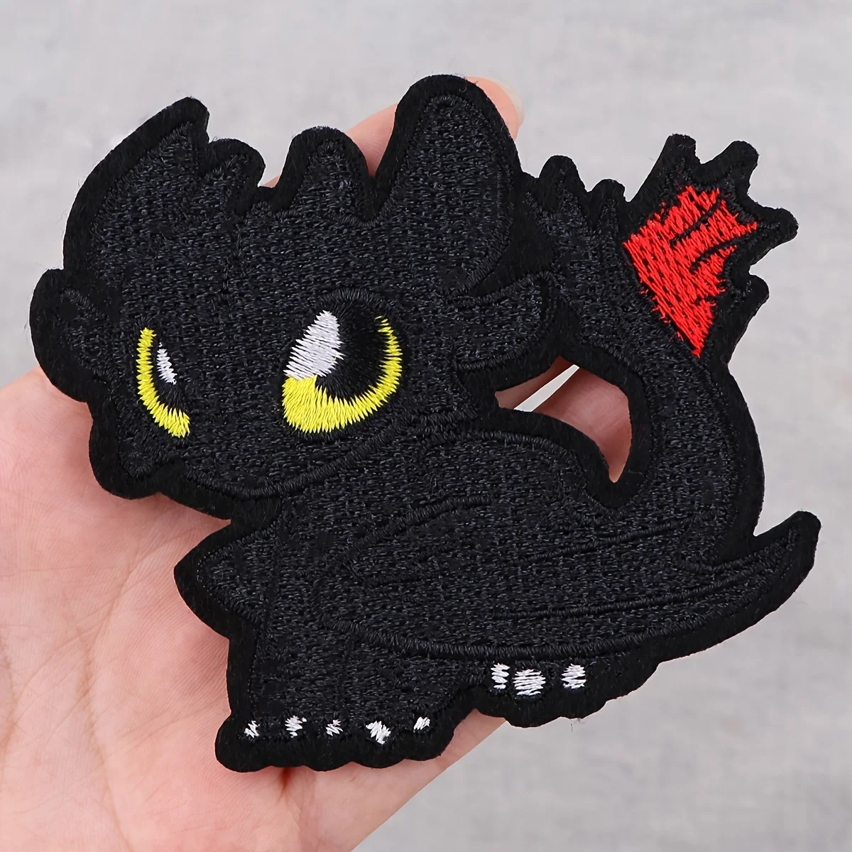 1PC Black Night Fury Cartoon Dragon How To Train Your Dragon Embroidered Patch, Iron-On Sew-On for Bags, Jackets, Hat DIY Crafts