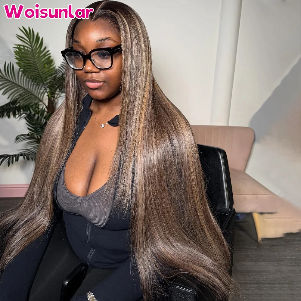 

36 дюймов Highlight 27 Светлый и черный парик из натуральных волос на кружеве спереди, прямые черные женские волосы 13x4, прозрачные кружева, бразильские человеческие волосы