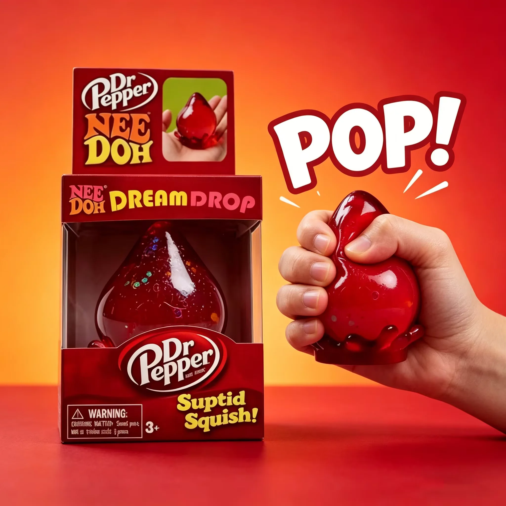 

Dr Pepper x NeeDoh Nice Cube Squishy Stress Relief Toy, Soft Squeeze Fidget Cube for Kids & Adults, Anxiety Relief Sensory Toy