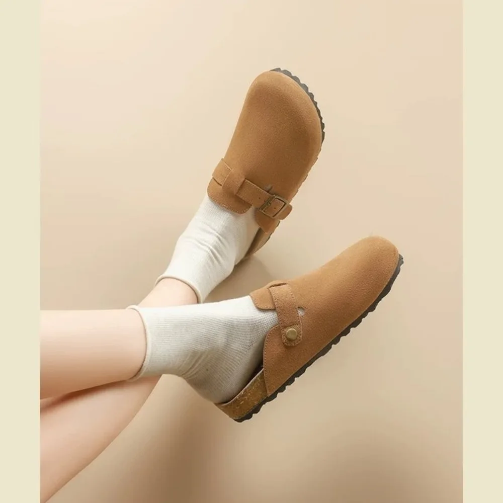 35-43 حجم جديد وصول المرأة البقرة المدبوغ النعال الفلين وحيد ربيع الخريف أنيق الرجعية زلة مقاومة النعال النسائية غير رسمية #4