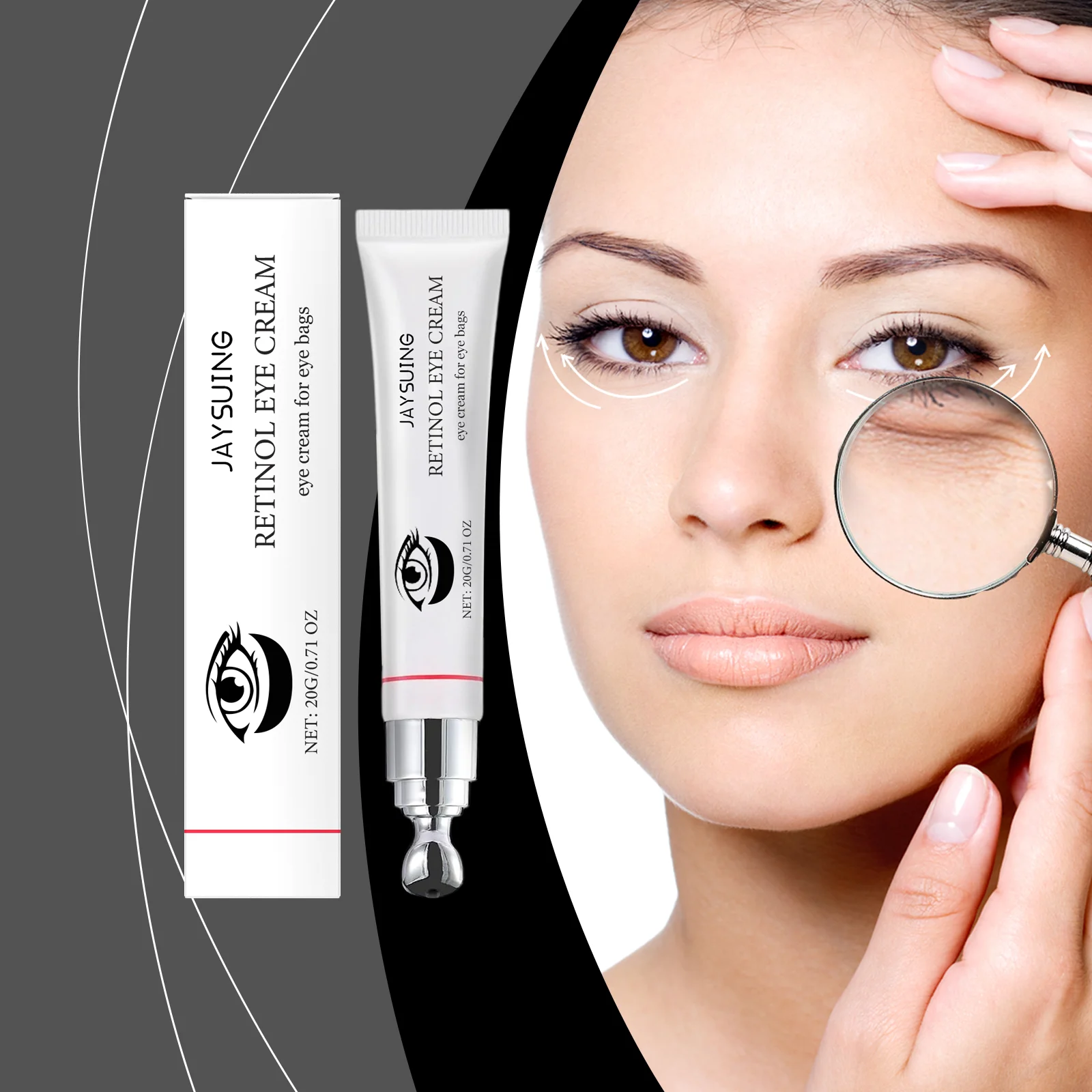 

Retinol Eye Cream for Dark Circle Puffiness Wrinkle Repair Fight Fine Lines Reduce Eye Bags Under Eye Cream with Hyaluronic Acid