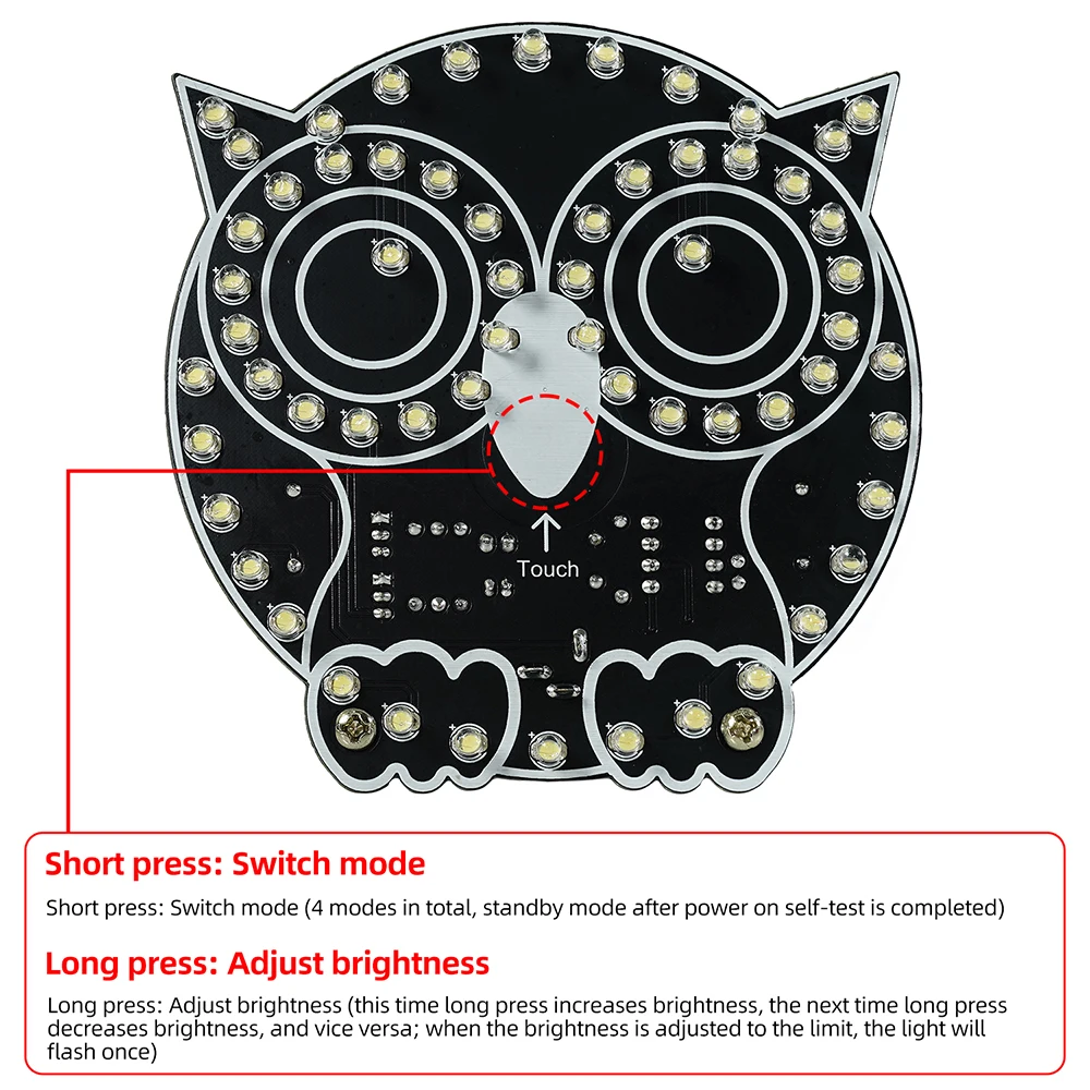 DIY Touch Owl LED Night Light Ornament Electronic Practice for Beginners,STEM Education,Creative Gift,PCB Soldering Learning Kit