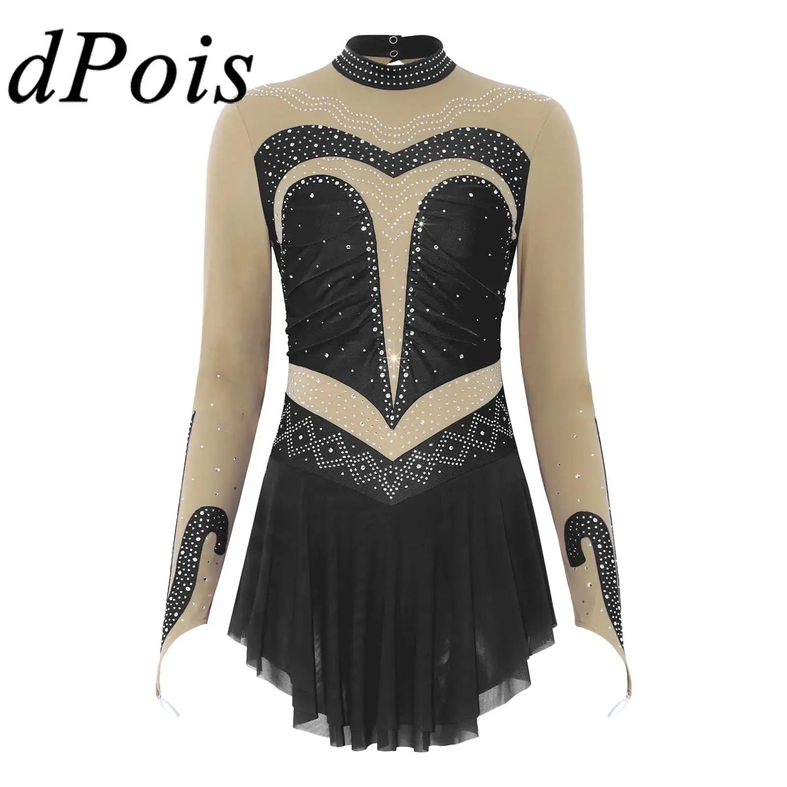 

Женское прозрачное сетчатое балетное платье-купальник для художественной гимнастики, фигурного катания, лирического танца, костюм для сценических выступлений, танцевальная одежда