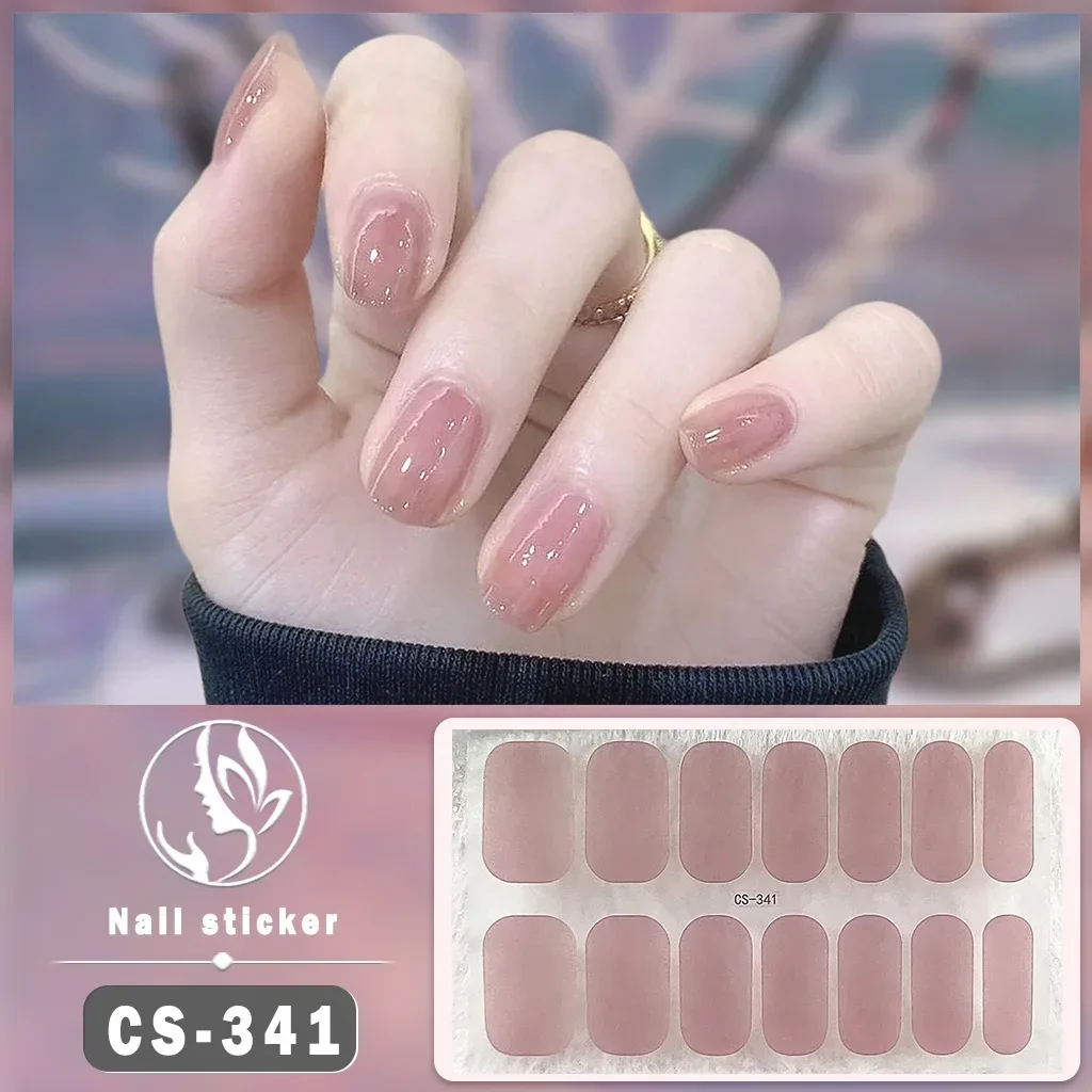 Effen Kleur Jump Color Gradiënt 3d Nail Sticker Bak Gratis Gel Nail Enhancement Sticker Waterdichte Duurzame Nail Full Sticker