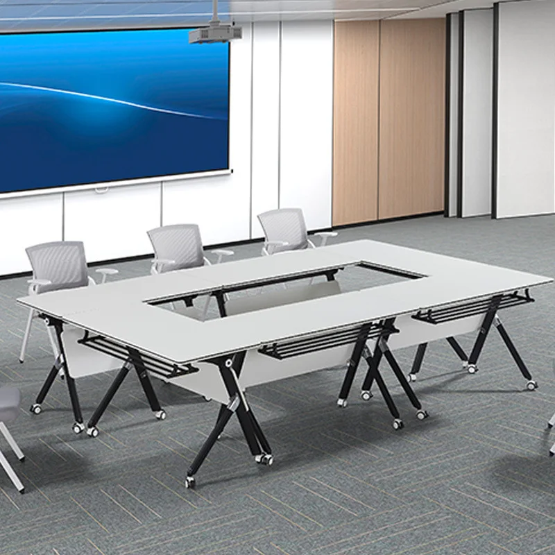 طاولة تدريب قابلة للطي مكتب متنقل غرفة اجتماعات ربط متعددة الوظائف طاولة طويلة طاولة مؤتمرات بسيطة وحديثة قابلة للطي