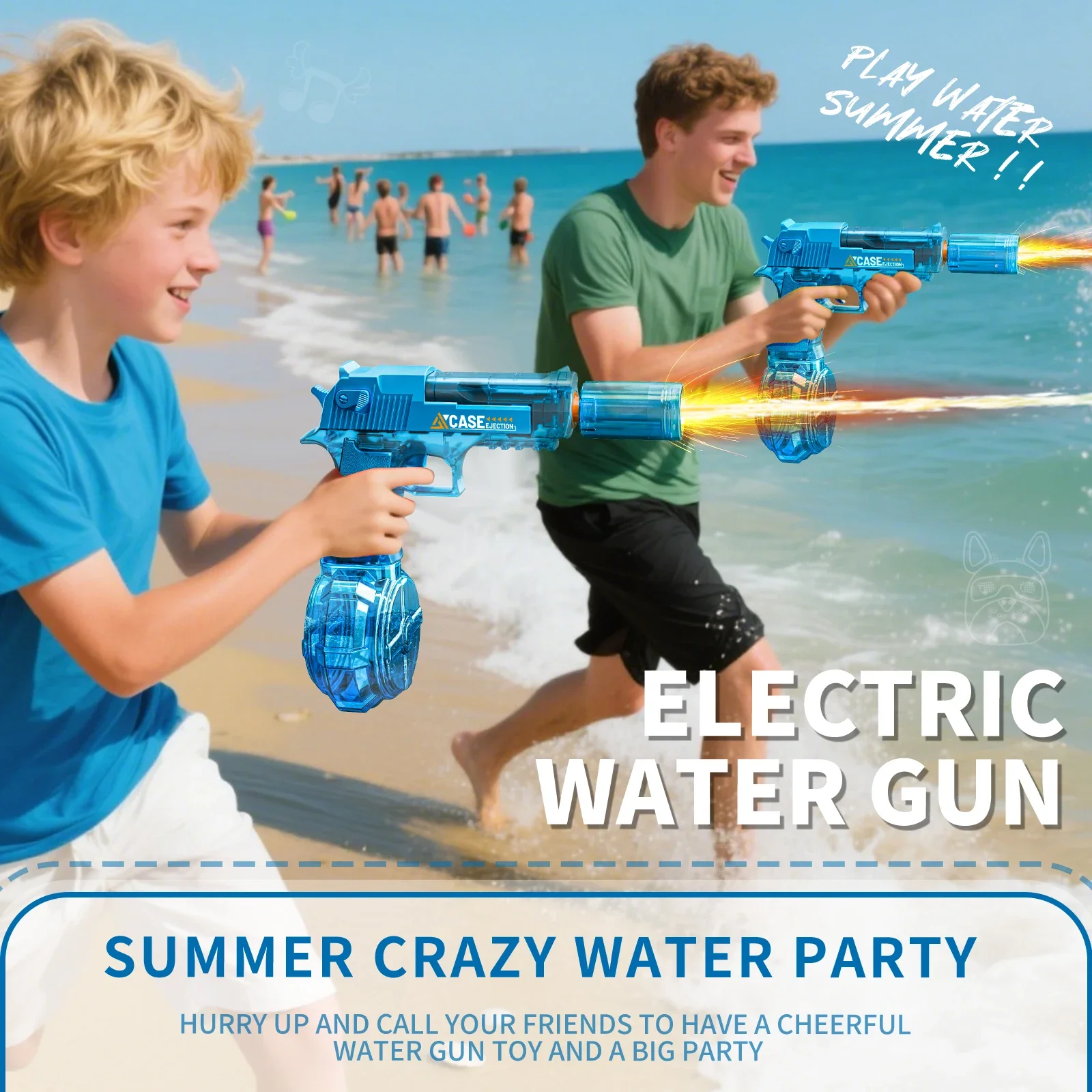 Pistolet à eau électrique haute pression pour enfants, jouet de plage d'été pour enfants, jeux de combat en plein air, piscine, jardin