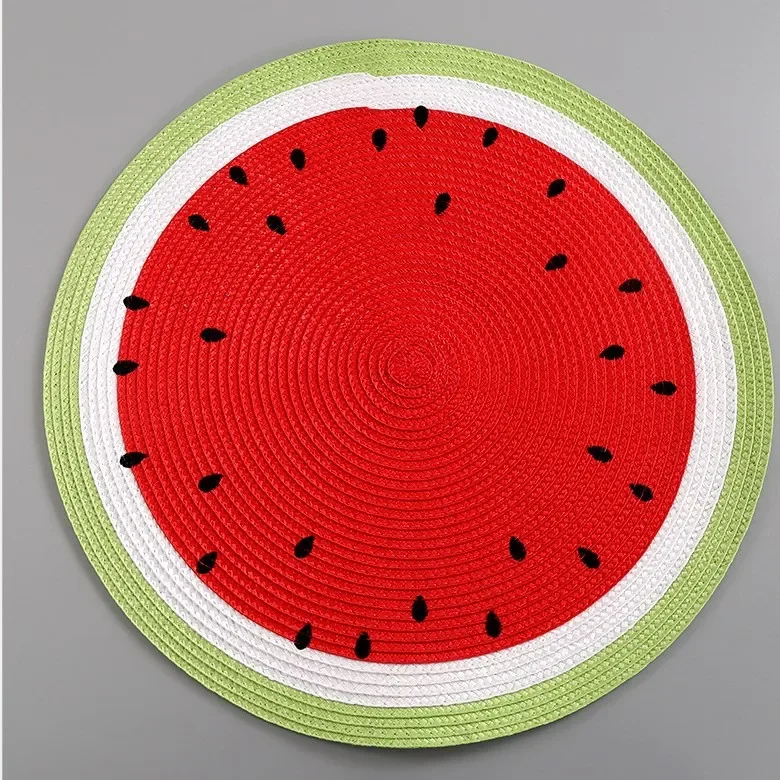 Round Woven Placemats PP Waterproof Dining Table Mat Non-Slip Napkin Bowl Pads Drink Cup Coasters Kitchen Decoration