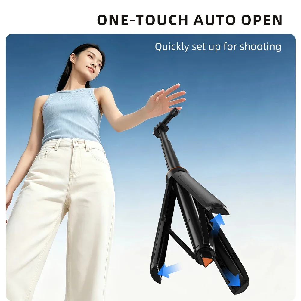 Flymile Ein-Klick-Aufklapp-Stativ für DJI Pocket 4/4P/3/Insta360 X6/Gopro Kamera, 1,6 m verstellbarer Selfie-Stick für Vlgo-Video. – Detail 3