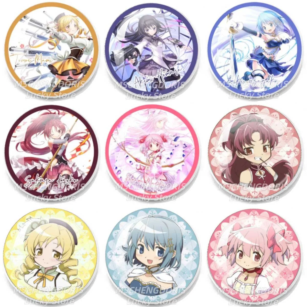 Puella Magi Madoka Magica Anime Cartoon Lapel Pin Metal Glass Brooch For Backpack Clothes Jewelry Decoration Fans Collect Gift