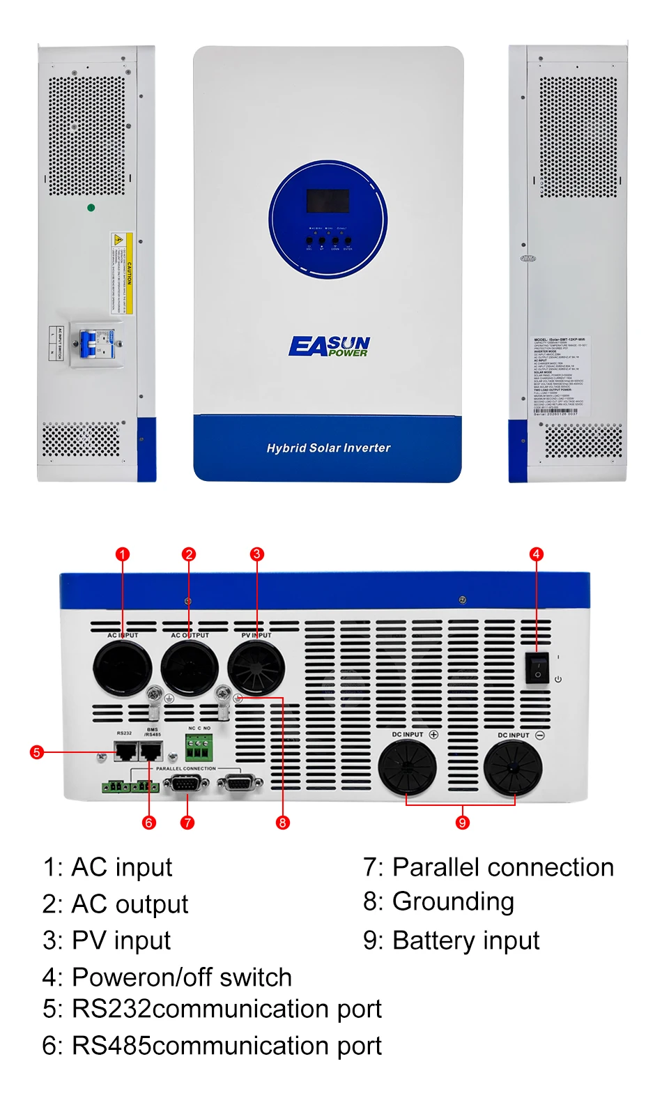 Easun 33KW 48V Hybrid 3-Phasen Off-Grid Solar-Wechselrichter 150A Dual MPPT 380V/230V Hochspannung Dual-Ausgang 50Hz/60Hz 60 500VDC PV Solar – Detail 5