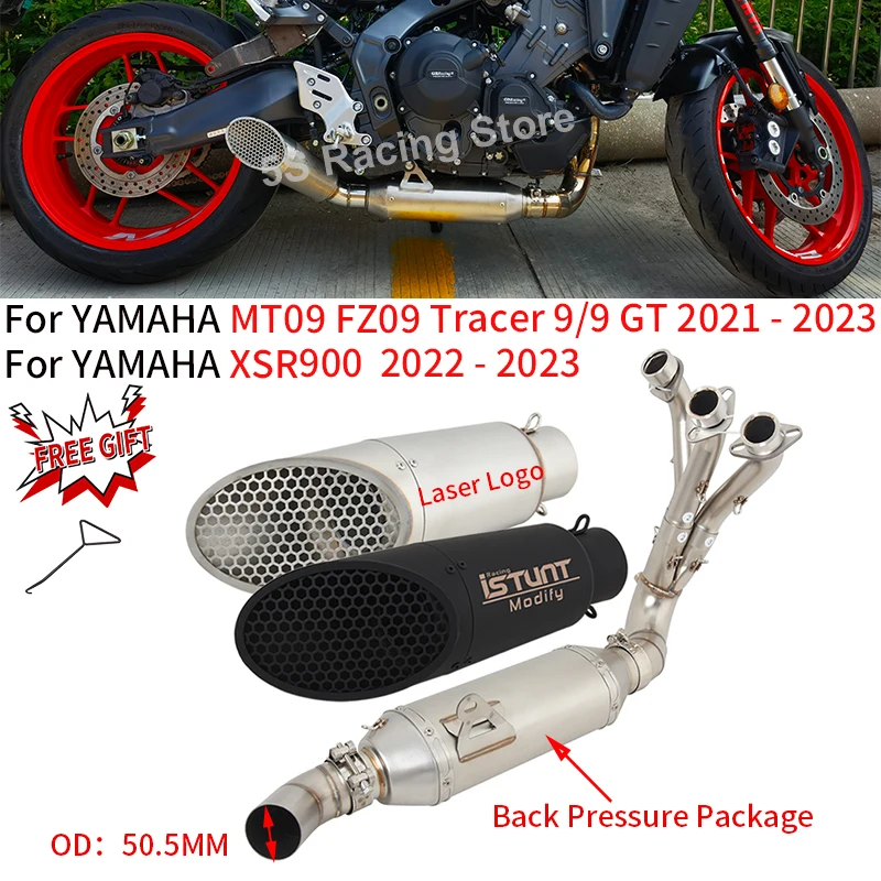 

For Yamaha MT09 FZ09 XSR900 Tracer 9 GT 2022 2023 Motorcycle Exhaust Escape Full Systems Modifide Front Link Pipe Mesh Muffler