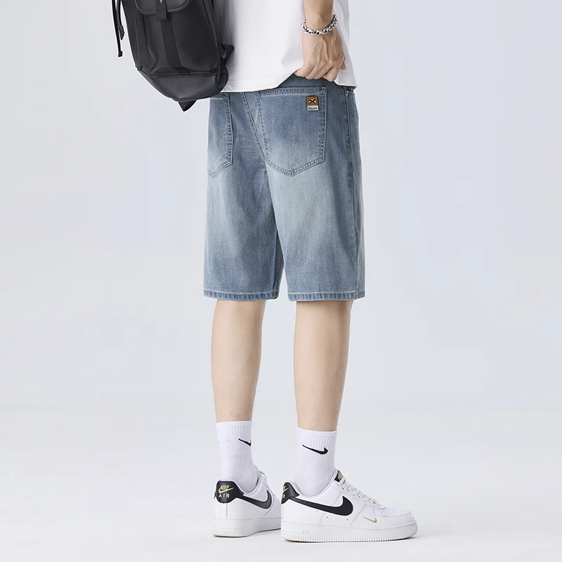 الصيف رقيقة الدنيم السراويل الرجال ليوسيل مستقيم تنفس واسعة الجينز موضة Vintage الذكور شخصية سراويل قصيرة