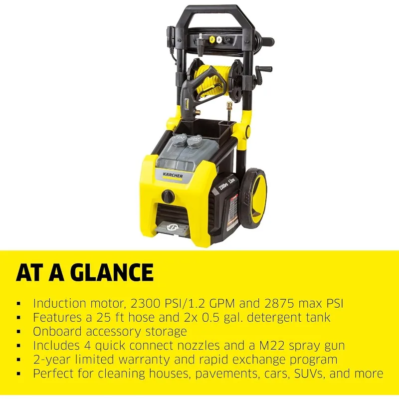 Max 2875 PSI Electric Pressure Washer with 4 Spray Nozzles - Great for cleaning Cars, Siding, Driveways, Fencing and more