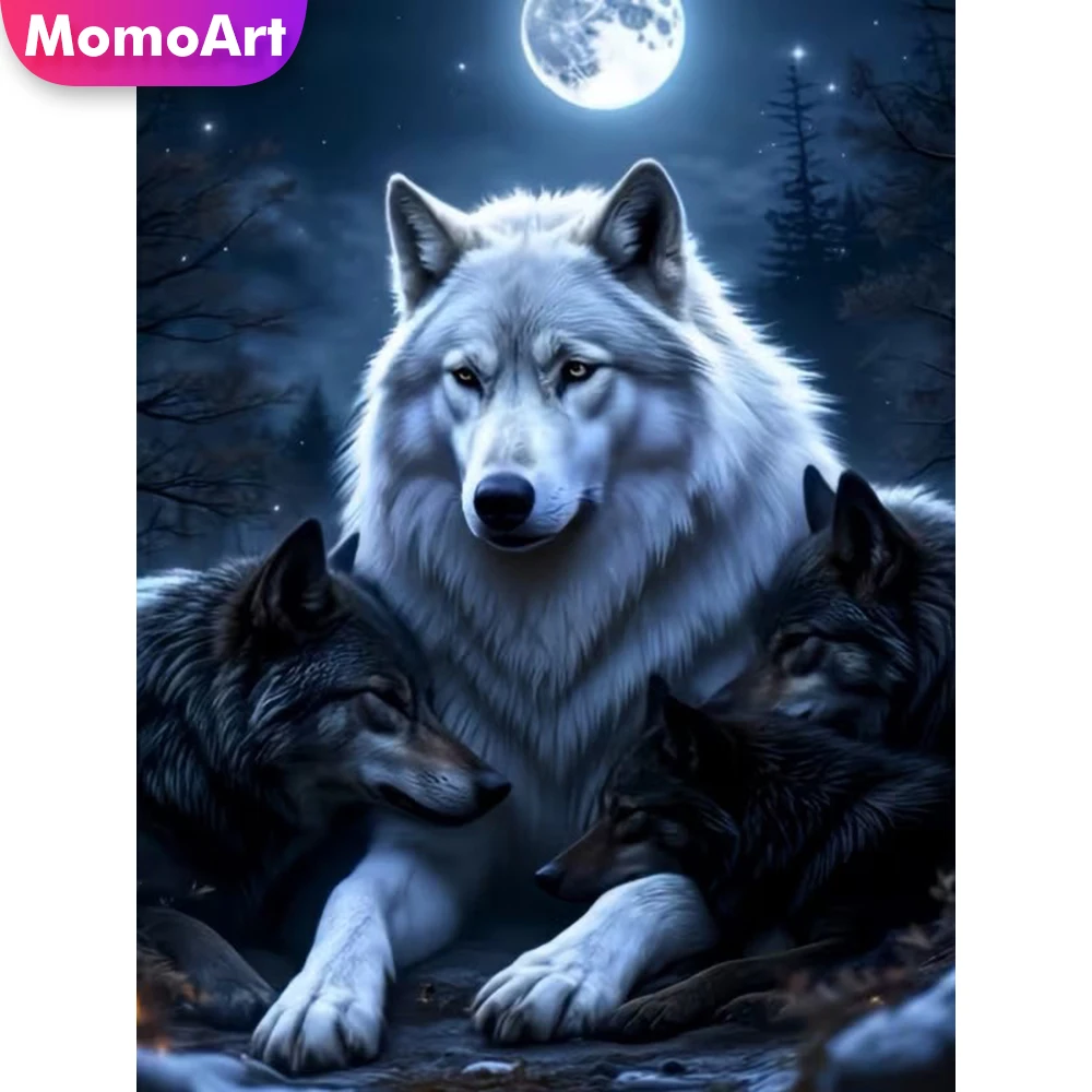 Momoart Wolf Diamant-Stickerei Tier-Gemälde Hund DIY Vollflächige Quadratische Runde Diamant-Mosaik Mond Neuerscheinung Handarbeit