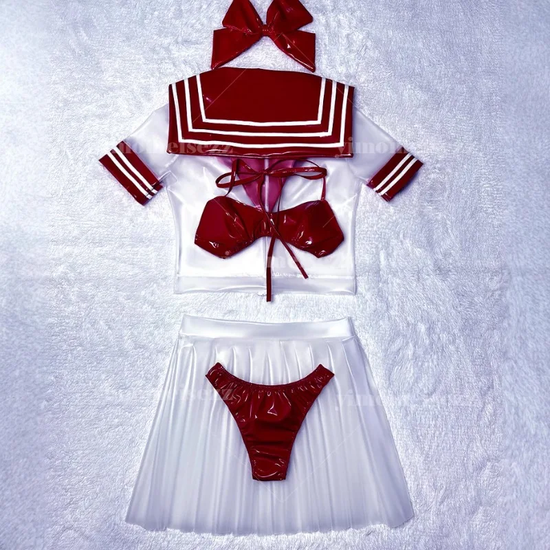 

Customized JK Uniform Japanese Sailor Suit Transparent Suit 5-piece Performance Suit Cosplay Anime Role Play Pleated Skirt