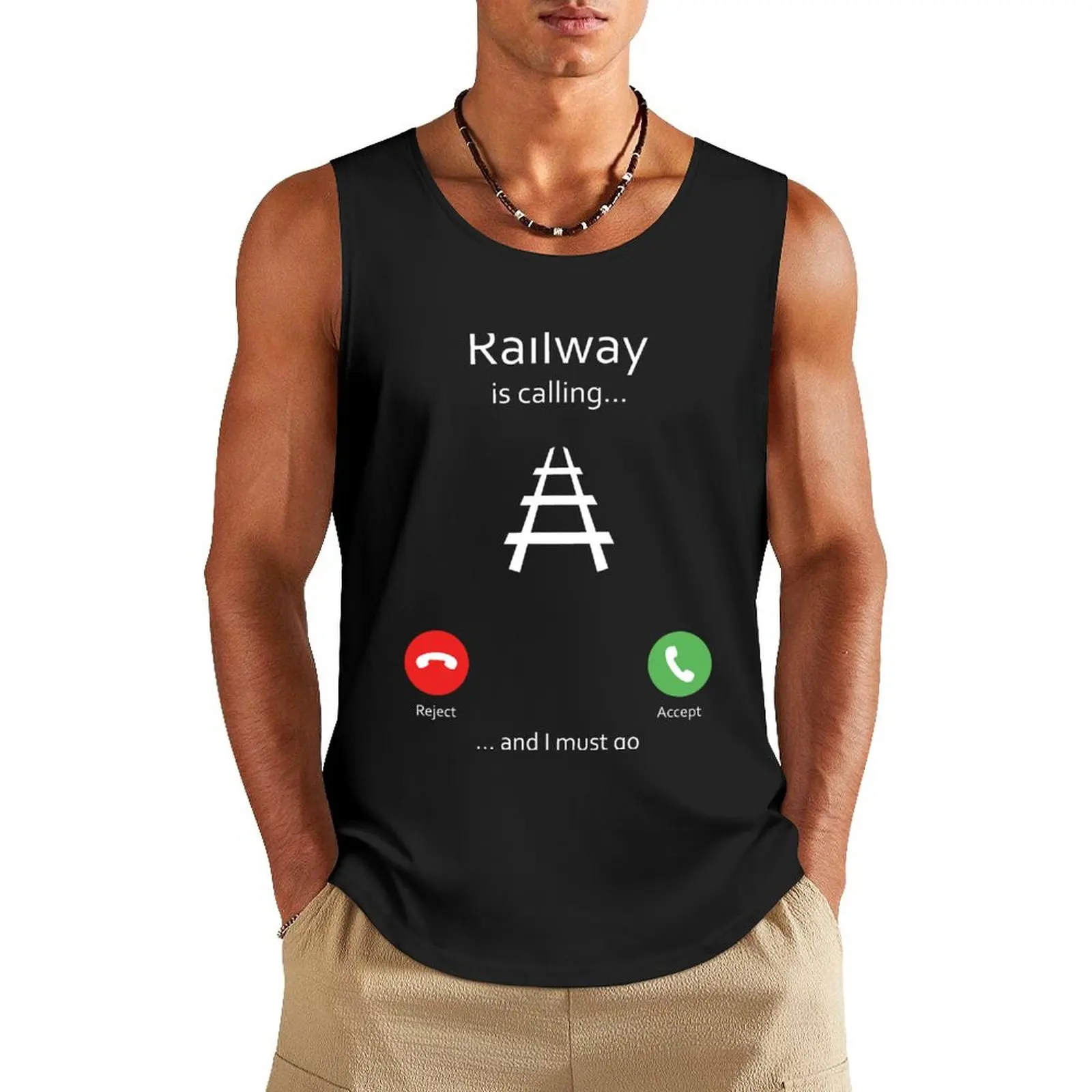 railway is calling Tank Top Men's singlets Men's t shirt