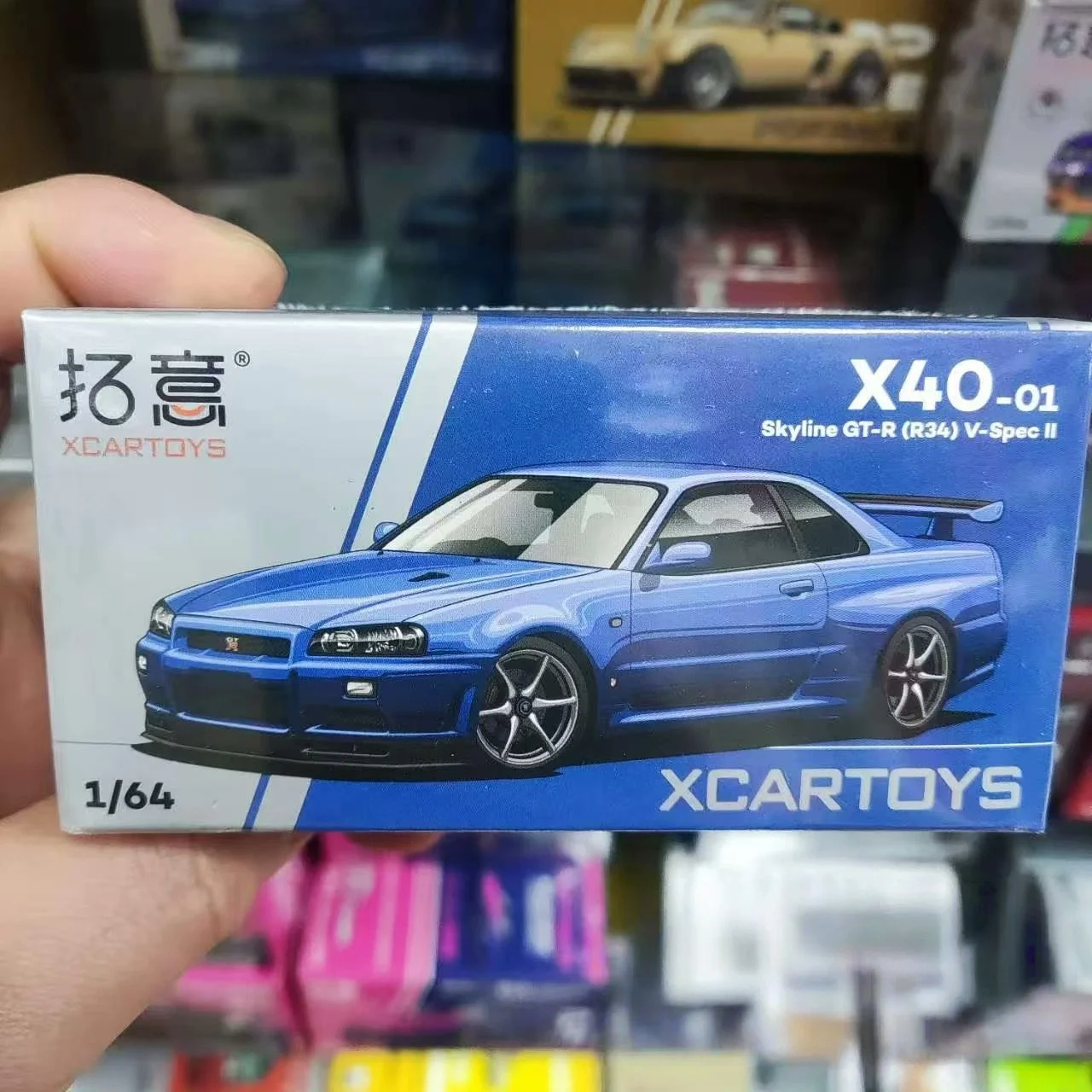 

Xcartoys 1:64 GT-R R34-V-Spec Blue Diecast Model Car