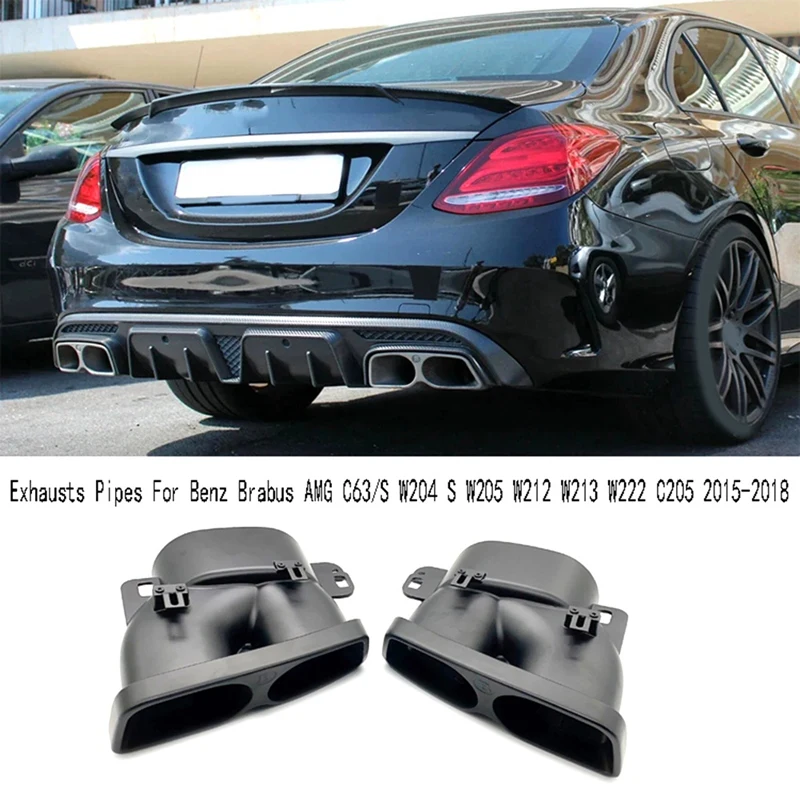 2X Exhausts Pipes For Benz Brabus AMG C63/S W204 S W205 W212 W213 W222 C205 15-18 Car Quad Exhaust Muffler Tips Tailpipe