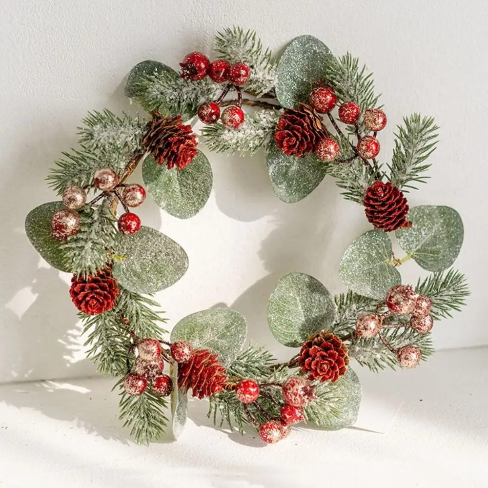 

Artificial Flower Candle Wreath Pinecone Garland Candle Rings Romantic Party Supplies Candlestick Wreath Christmas Decor