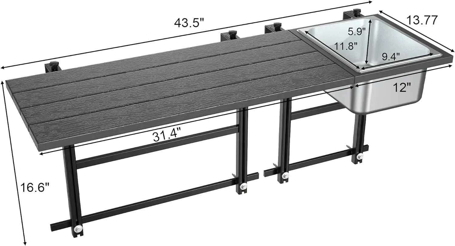 

Upgraded Balcony Table Outdoor Patio Bar Table with Durable Composite Tabletop Aluminum Alloy Frame Hanging Folding