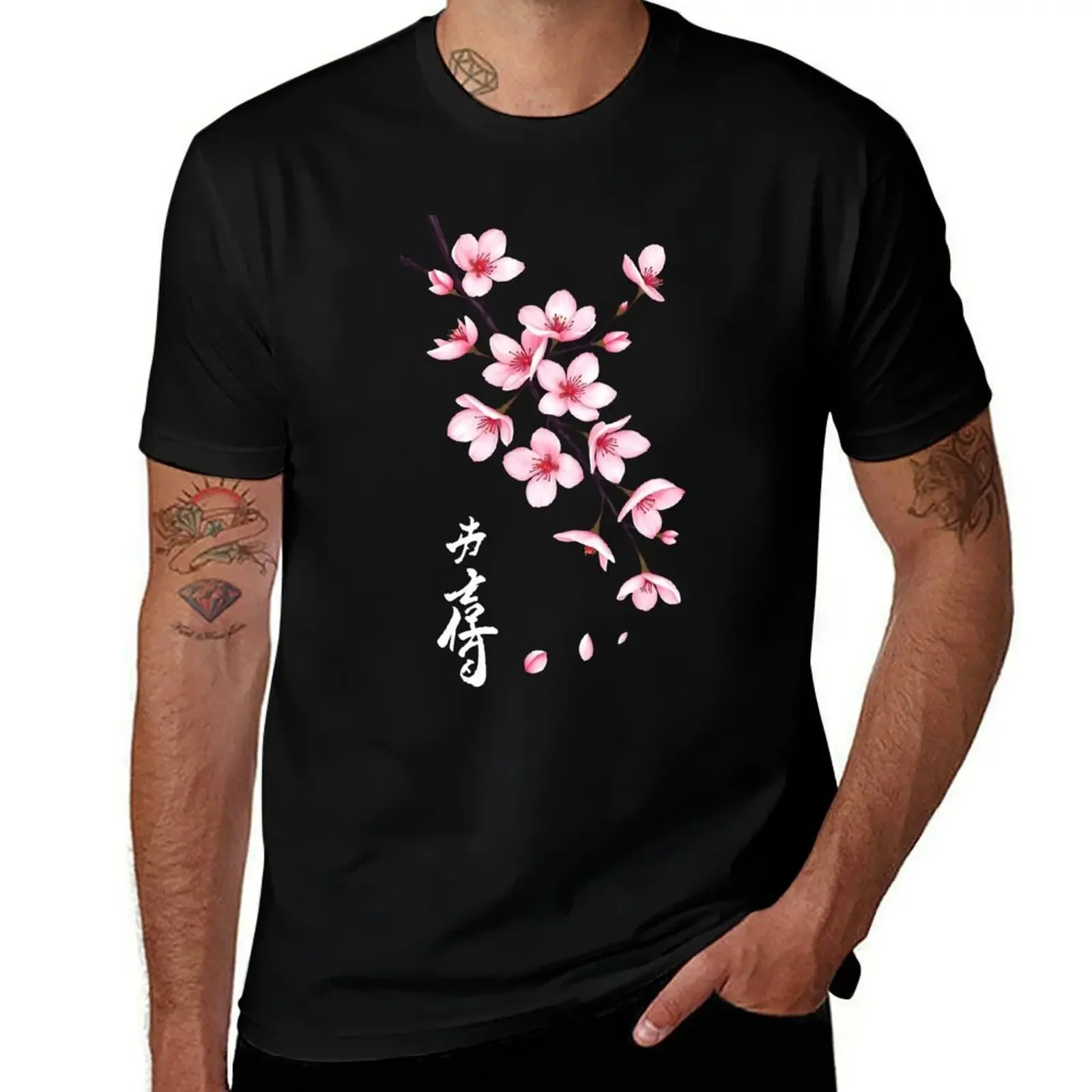 

Japanese Sakura Cherry Blossom flower T-Shirt Luxury man topping oversized heavy weight t shirts for men