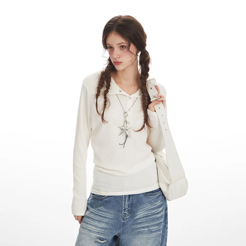 

New Arrival Women'S Hooded Long Sleeve T-Shirt Solid Color Casual Comfortable Slim Fit Age-Reducing Layering White Fashion Top