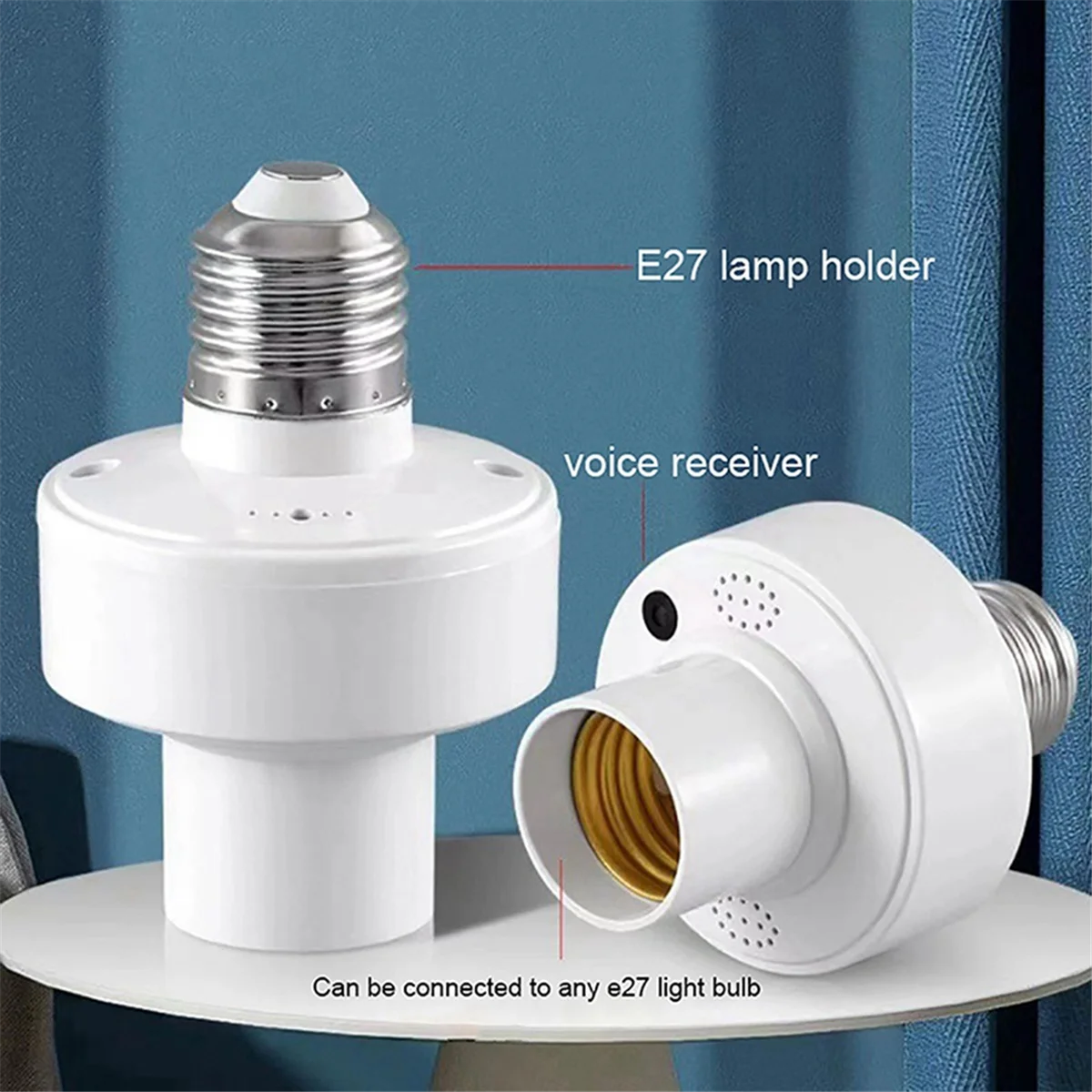 อะแดปเตอร์หลอดไฟสมาร์ท WiFi E27ฐานขั้วหลอดไฟ LED AC100-220V ผ่านการควบคุมด้วยเสียงผ่านแอป Smart Life