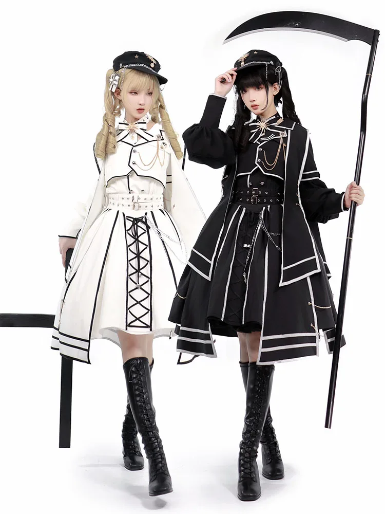 Original lolita Dress Verdict Army Lo Knight Style Dark Gothic cosplay Cool dress full set