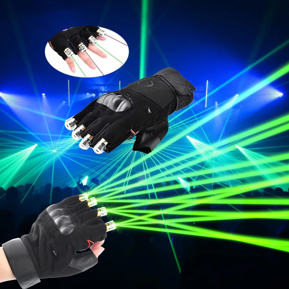 RGB Laser Gloves Multi-line 4 Heads Disco Laser DJ Beam Stage Light For Finger Dancing Show Halloween Party Rave Nightclub Club