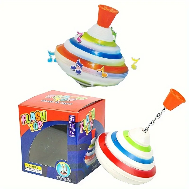 1Pcs giocattolo giroscopico sonoro e leggero, divertente pressa manuale per ruotare, giroscopio alla deriva con musica Flash colorata, giocattolo educativo per bambini