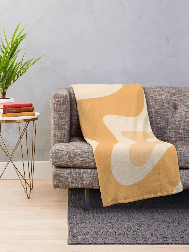 Retro Liquid Swirl Abstract Pattern in Pale Orange Apricot Throw Blanket halloween Vintage Blankets