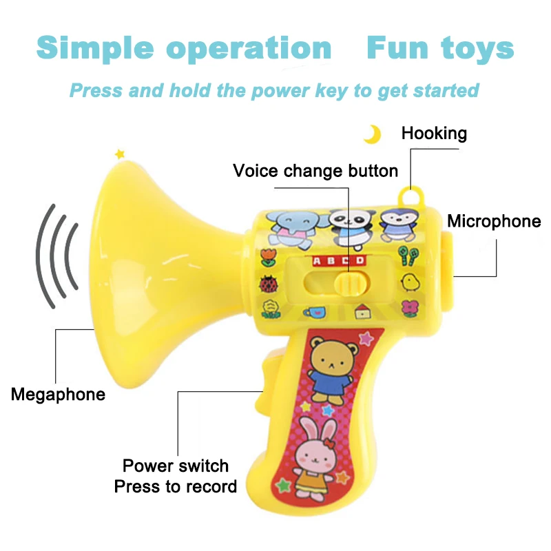 Altifalante portátil com mudança de voz para crianças, altifalante infantil, chifre divertido, educação infantil, brinquedo, instrumentos musicais, presente infantil