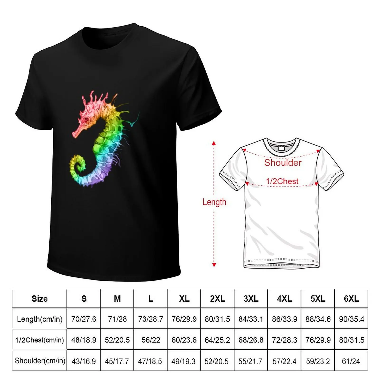 Rainbow Seahorse T-Shirt UV Sun Protection Tee Shirt