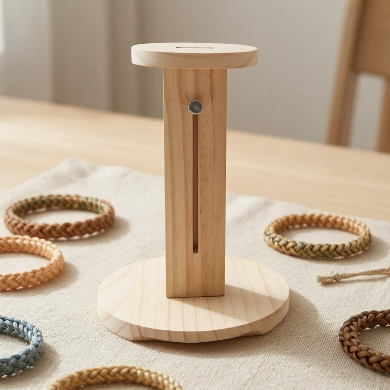 Bracelet-Making Stand Hands-No-Hands Wooden Bracelet-Braiding Stand Craft Tool for Hobby Crafters, Handmade Jewelry Making