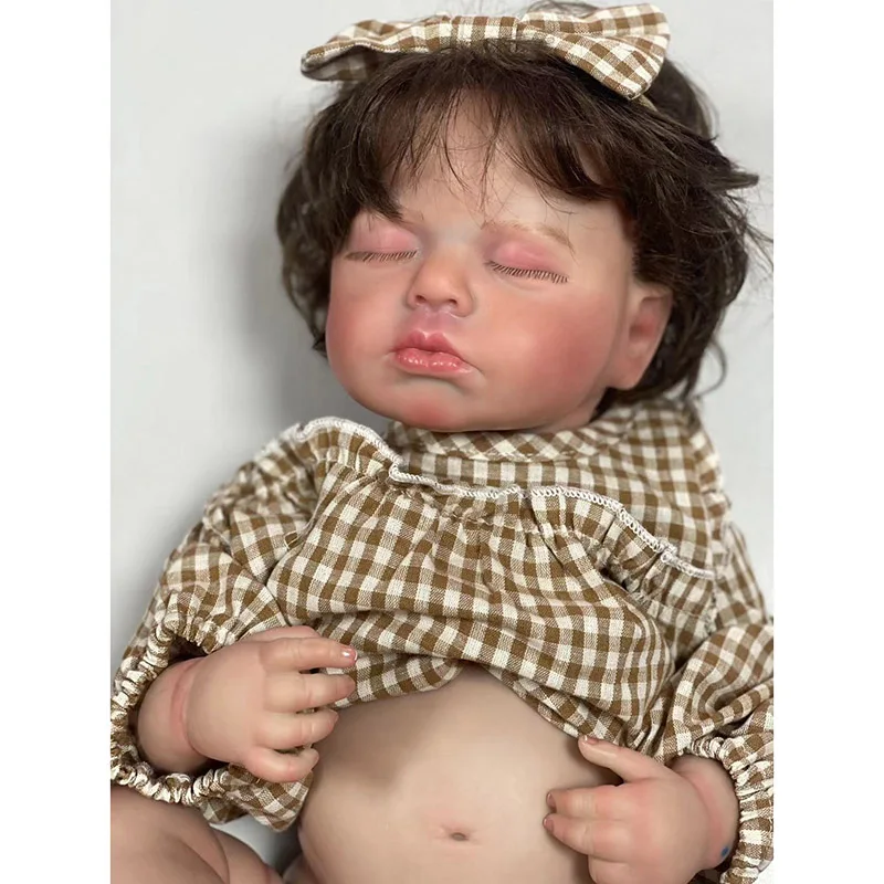 48CM Soft Silicone Reborn Baby Doll Loulou Rooted Hair 3D-Paint with Visible Veins Real Sleeping Alive Kids Boneca Art Doll Toy