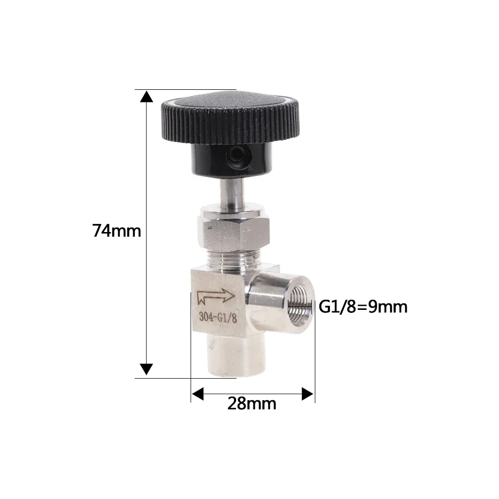 Aço inoxidável válvula de agulha para água gasóleo, rosca fêmea, ângulo direito, SS304, BSP 1/8 \'\'1/4\'\' 1/2 \'\'\'\'