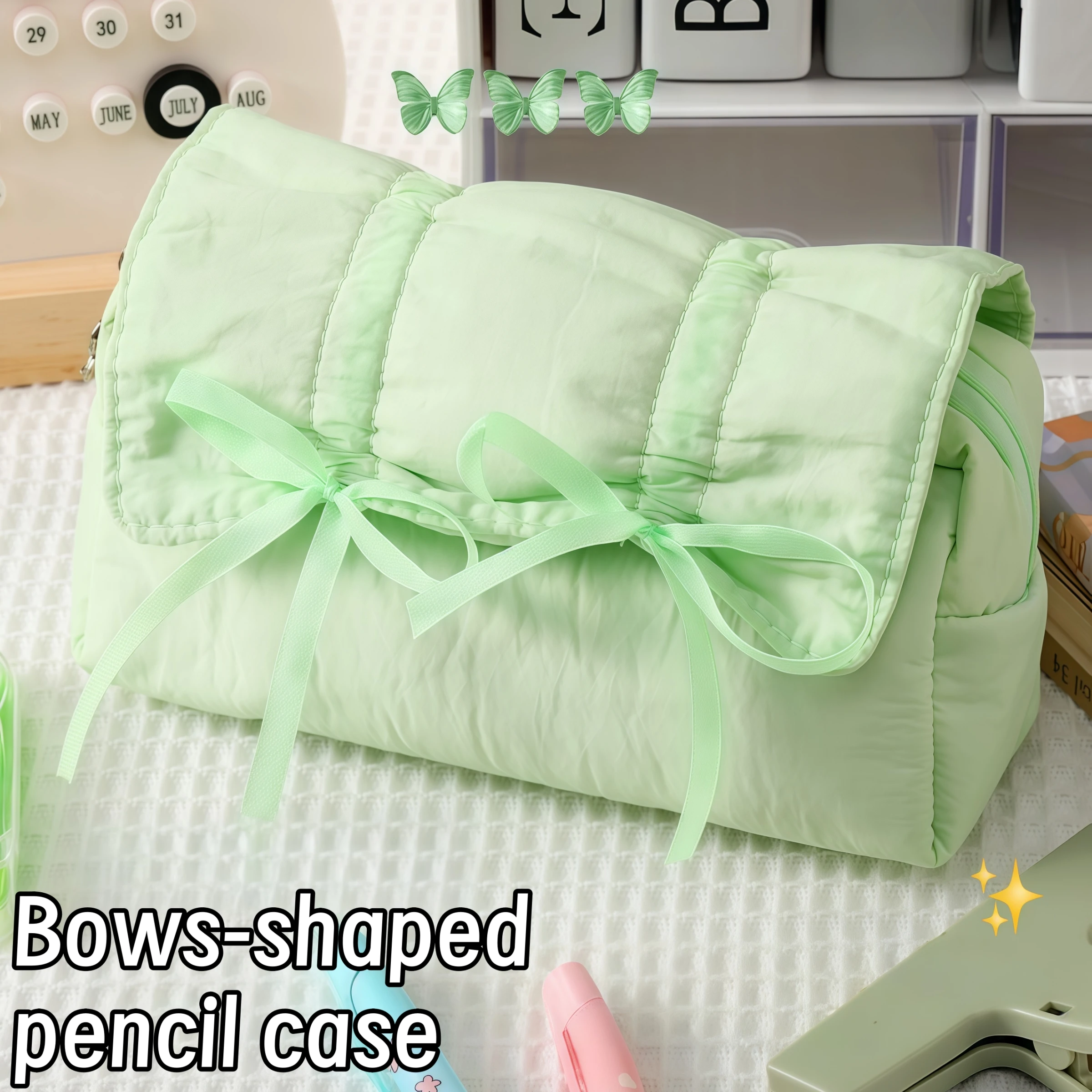 

Пенал в форме бантика в стиле Ins, портативный выдвижной держатель для карандашей большой емкости, высококачественный органайзер для хранения канцелярских принадлежностей своими руками