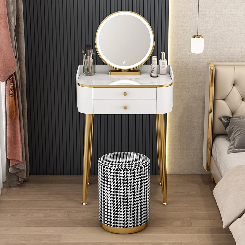 Miroir de table de courtoisie pour chambre à coucher, rangement de vanité, lumière de maquillage, accessoires de décoration pour la maison