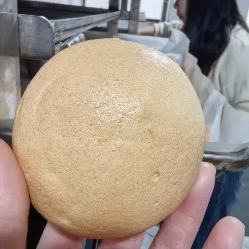 Mochi, puff, cream filling, piping, machine operated foot pedal