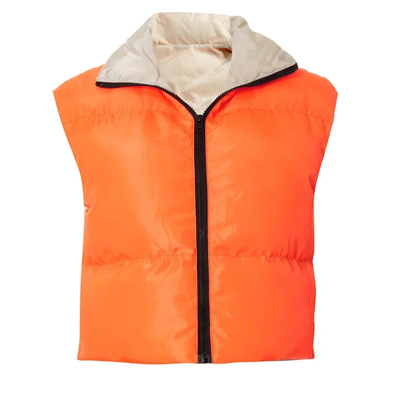 Women Down Jackets Autumn and Winter Bread Clothes Solid Sleeveless Casual Vest Coats Color Patchwork Female Jacket Waistcoat