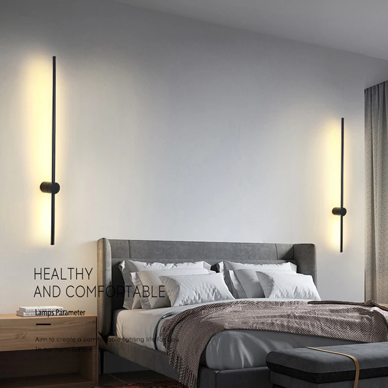 Gold Black Long Strip Wall Lamp for Bedroom Bedside Indoor 350° Rotatable Wall Lights Wall Sconce for Living Room Corriodr Aisle