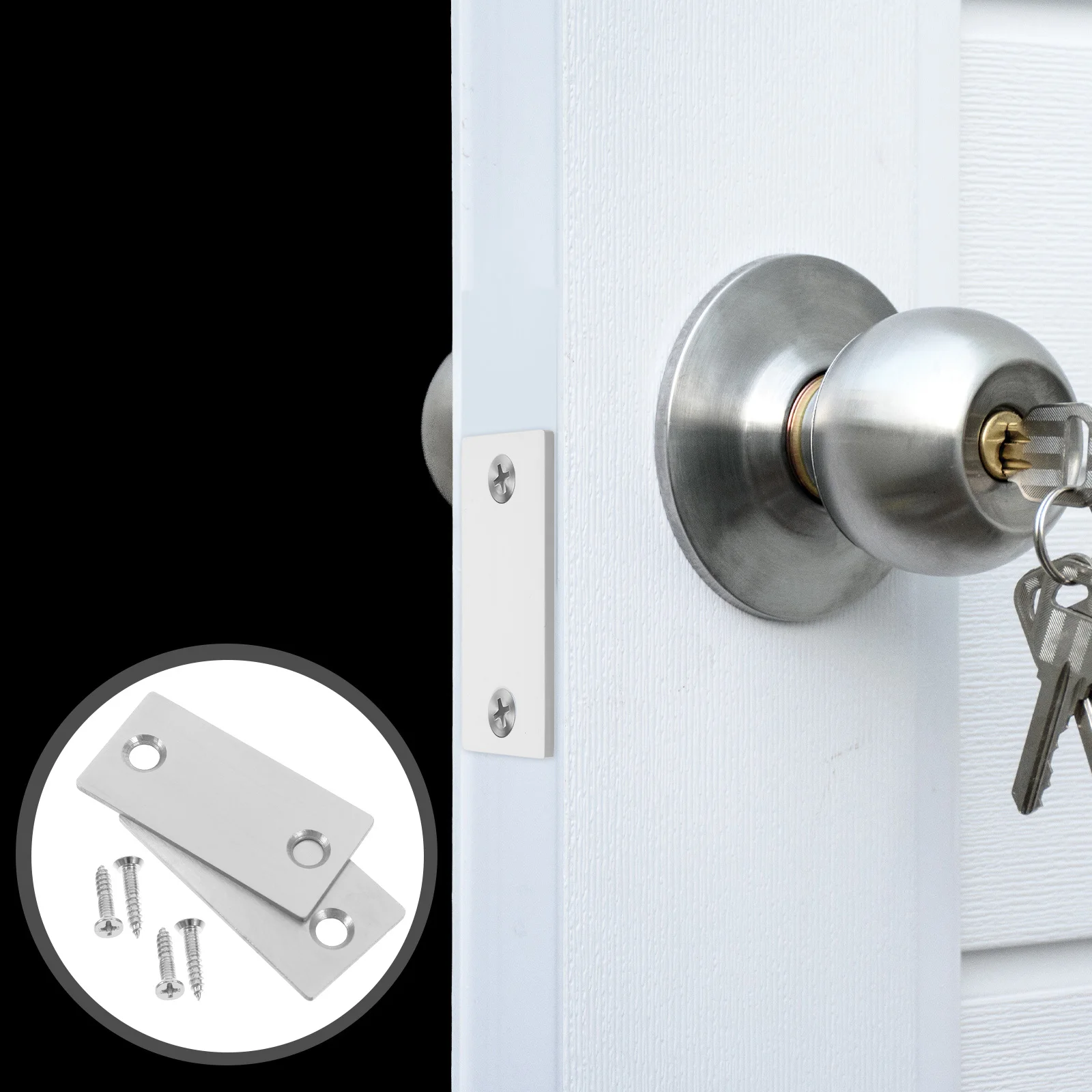 

2pcs Door Side Filler Panel Latch Guard Deadbolt Hole Handle Reinforcement Strike Plate Door Lock Hardware