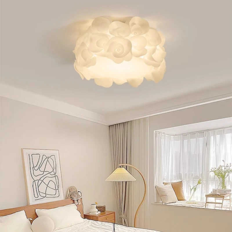 Imagem -04 - Romântico Branco Petal Lâmpadas de Teto Lâmpada de Quarto Quente Simples Modern Girl Room Decor Quarto das Crianças Iluminação Doméstica