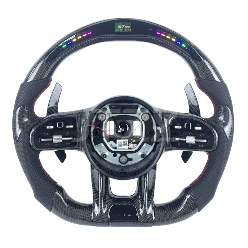 

Leather Carbon Fiber Steering Wheel for Mercedes Benz C63 E63 G55 G63 G65 AMG GT Performance Models GLCGLEGLSE Class