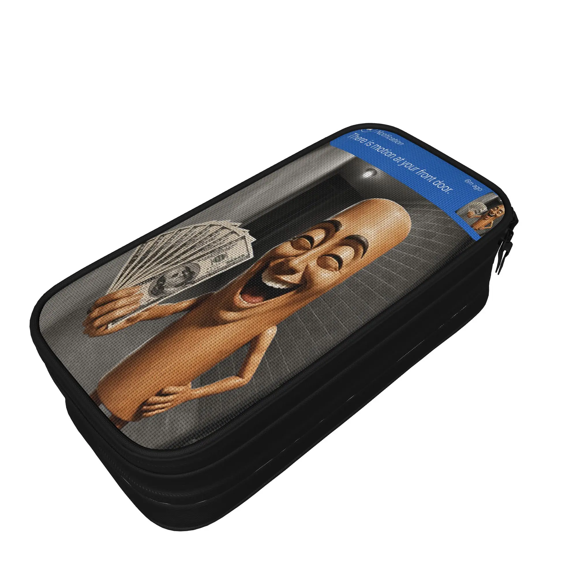 There is Motion At Your Front Door Tung Tung Tung Sahur Pencil Case Canvas Pencil Pouch Boy Retro College School Pencil Cases